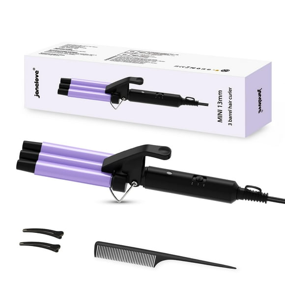 Janelove rizador de cabello mejorado, 2 temperaturas ajustables, ondas de playa de 1/2 pulgada, rizador de cabello para cabello corto y mediano, herramienta para el cabello rizador para el hogar y los