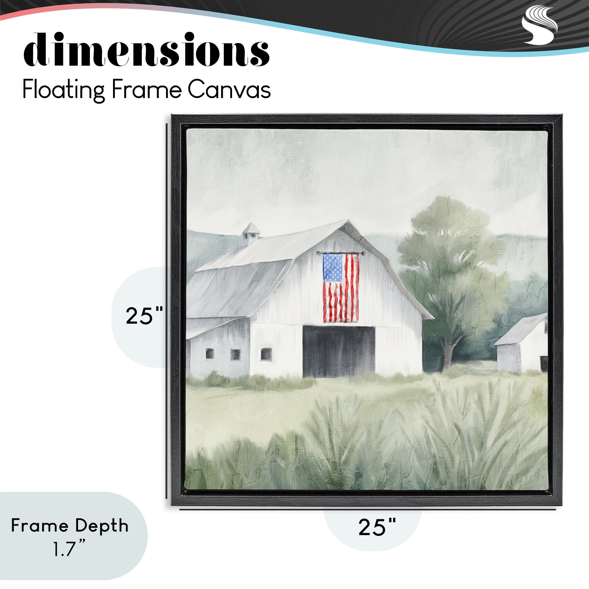 Stupell Industries Home USA Flag Barn Black Framed Floater Canvas Wall Art, design by Kim Allen