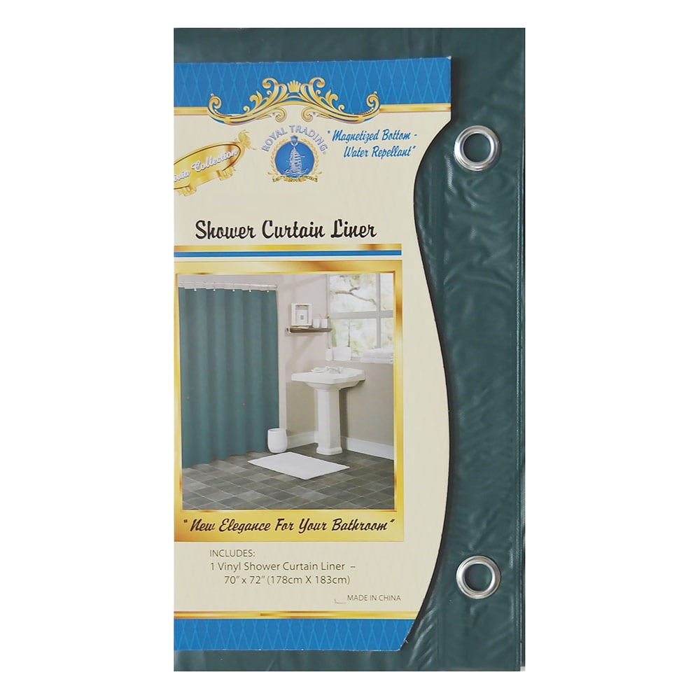 Hunter Green Vinyl Shower Curtain Liner with Metal Grommets &