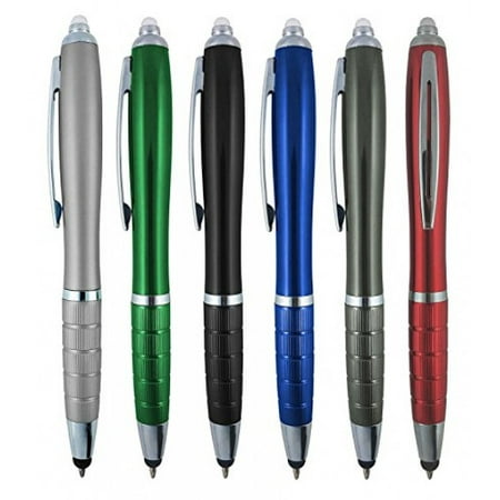 - 3-1 Twist Action Multi-Function, Ball point Black Ink Pen, Capacitive Stylus for Touchscreen Devices, LED Flashlight, Medical Pen Light,For Home,Work,Doctors, and Nurses By SyPen (Multi-Color 12-Pack