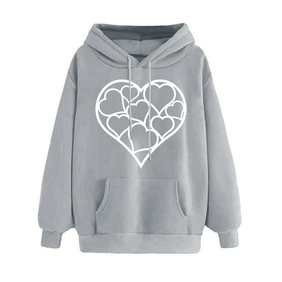 DDAPJ pyju Heart Print Hoodies for Women Weekly Deals,Teen Girls Cute Graphic Hooded Sweatshirt Long Sleeve Drawstring Pullover Sweatshirt Fall Fashion Hoodie Tops 2023