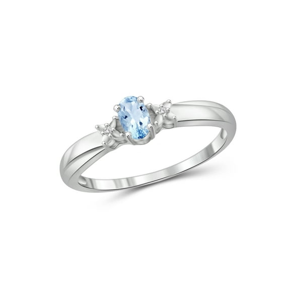 JewelersClub Sky Blue Topaz Ring Birthstone Jewelry – 0.25 Carat Sky Blue Topaz 0.925 Sterling Silver Ring Jewelry with White Diamond Accent – Gemstone Rings with Hypoallergenic 0.925 Sterling Silver