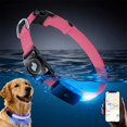 thumbnail image 1 of Collar para perro LED con soporte para AirTag ZOWPET impermeable rosa XL, 1 of 7