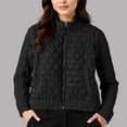 thumbnail image 4 of Quilted Fleece Lined Casual Jacket for Women 2025 Winter Long Sleeve Stand Collared Zip Up Cropped Coat Outerwear, 4 of 5