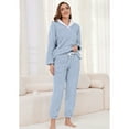 thumbnail image 2 of Heartnice Fluffy Pajamas set for Women Fleece Pullover 2 Piece Pjs Set Soft Plush Sleepwear Winter Loungewear(Grey Blue, M）, 2 of 4