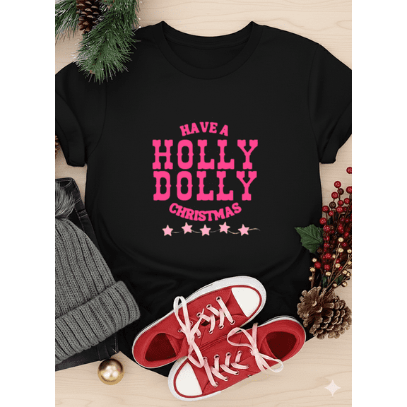 Holly Dolly Christmas Western Country Holiday Unisex T-Shirt up to size 5XL