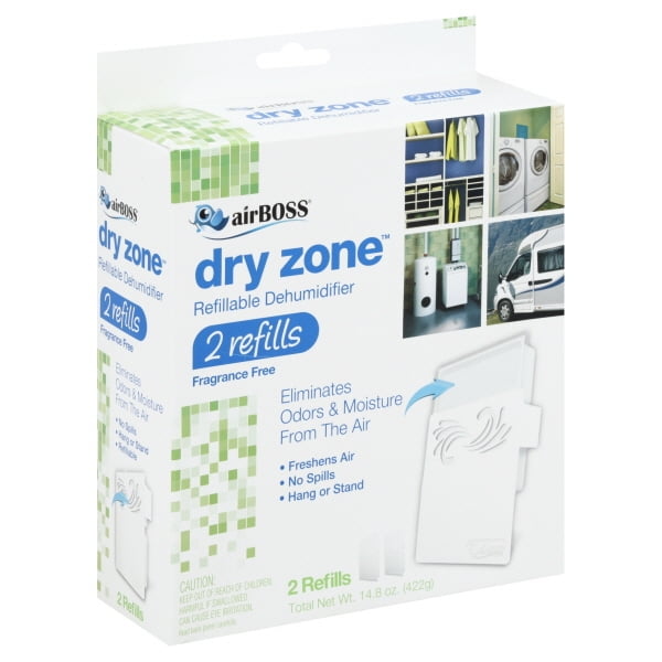 airBOSS Dry Zone Dehumidifier Fragrance-Free Fragrance Free Fights Mildew and Odors 4 2 Refills Refillable 