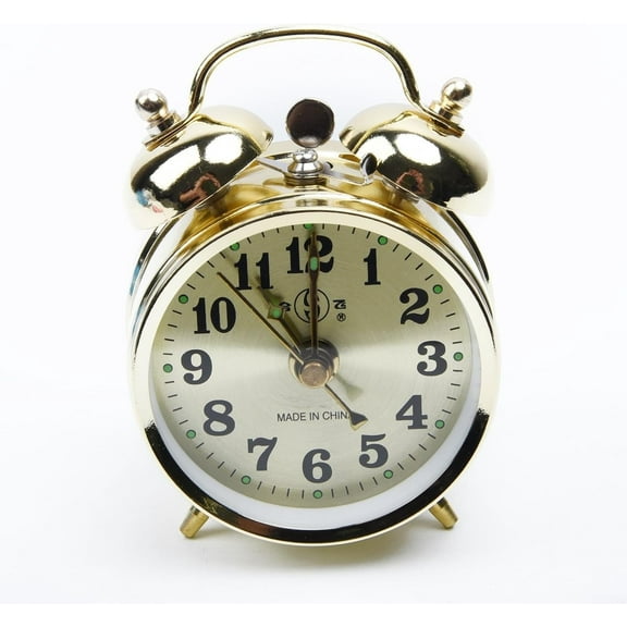 Vintage Wind-Up Alarm Clock, Manual Spring Twin Bell Loud
