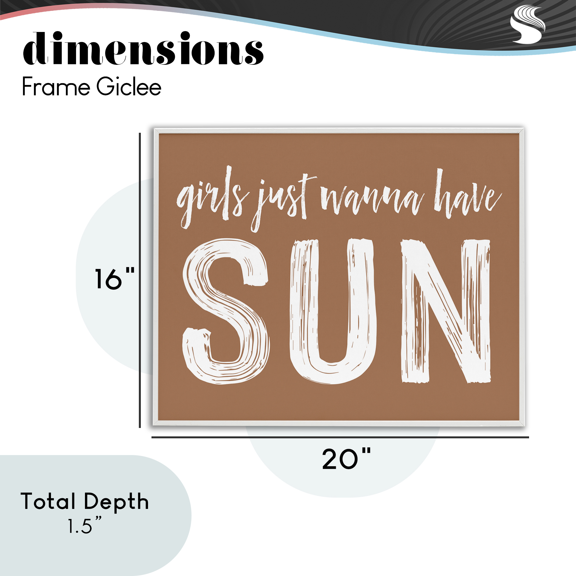 Girls Wanna Have Sun Brown White Framed Giclee Art, design by Lettered and Lined