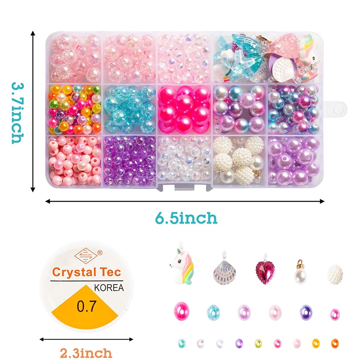 OSNIE Kids DIY Bead Jewelry Making Kit with 400+ Beads & Charms for  Creative Bracelets Necklaces Rings, Children Mermaid Starfish Shell  Princess