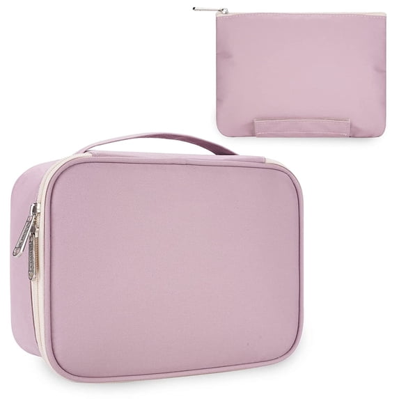 XILAIGO Travel Makeup Bag Large Cosmetic Bag Make up Case Organizer for Women (Dusty Rose)