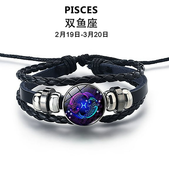 TIHLMK Bracelets for Women Men's and Women's Bracelets Twelve Constellation Leather Rope Bracelet