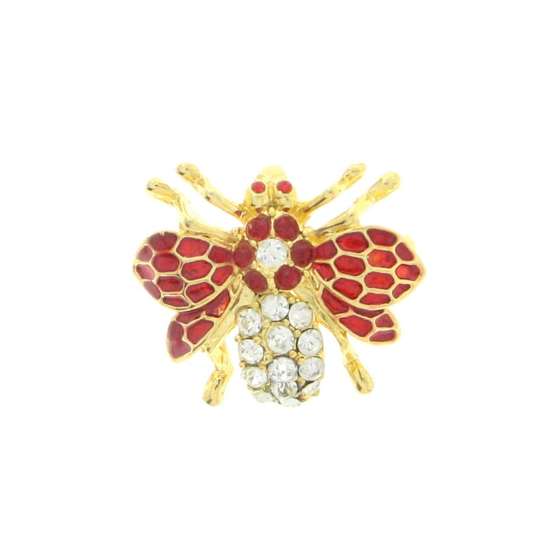 Fashion Honey Bee Pin with Crystal Accents Gold Tone Fashion Honey Bee Pin with Crystal Accents Gold Tone