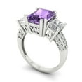 thumbnail image 2 of 4.27 ct Emerald Cut Simulated Alexandrite 3 Stone 14K White Gold Womens Engagement Ring, 2 of 5