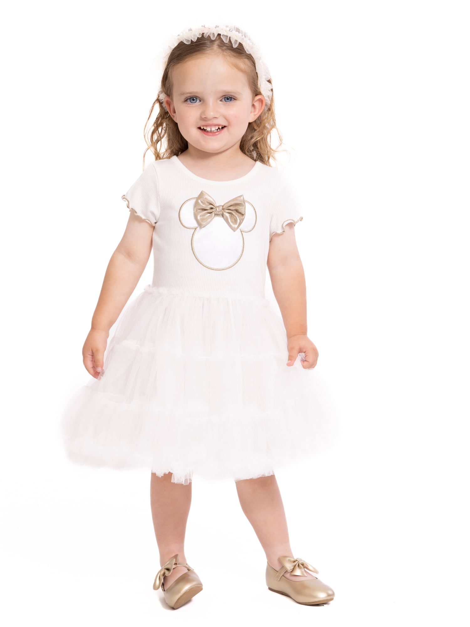 Minnie Mouse Toddler Girls' Bow Tutu Dress with Short Sleeves, Sizes 12M-5T