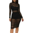 thumbnail image 1 of GHSDFBB Robe Moulante Aguichant pour Femmes en Maille Transparente Froncée Robe de Soirée Boîte de Nuit, 1 of 6