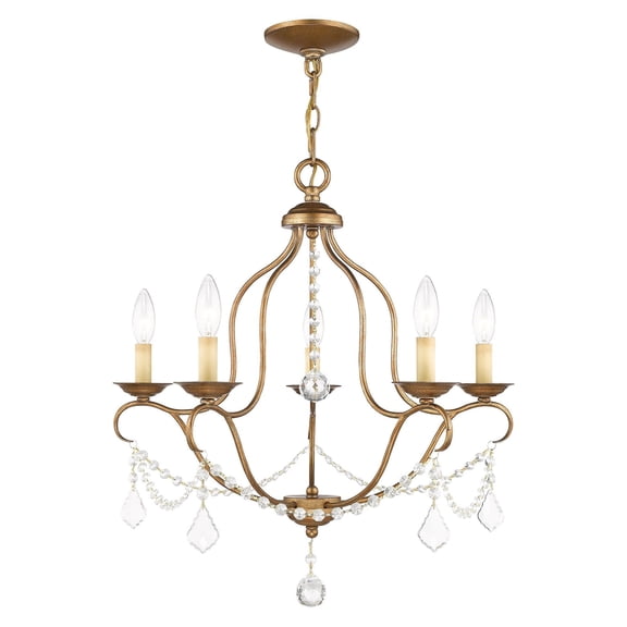 Livex Lighting Chesterfield Chandelier in Antique Gold Leaf