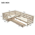 thumbnail image 2 of Harper & Bright Designs Twin Size L-Shaped Platform Bed ,  Wood Platform Bed Frame with 3 Storage Drawers and Guardrail for Boys Girls, Natural, 2 of 14