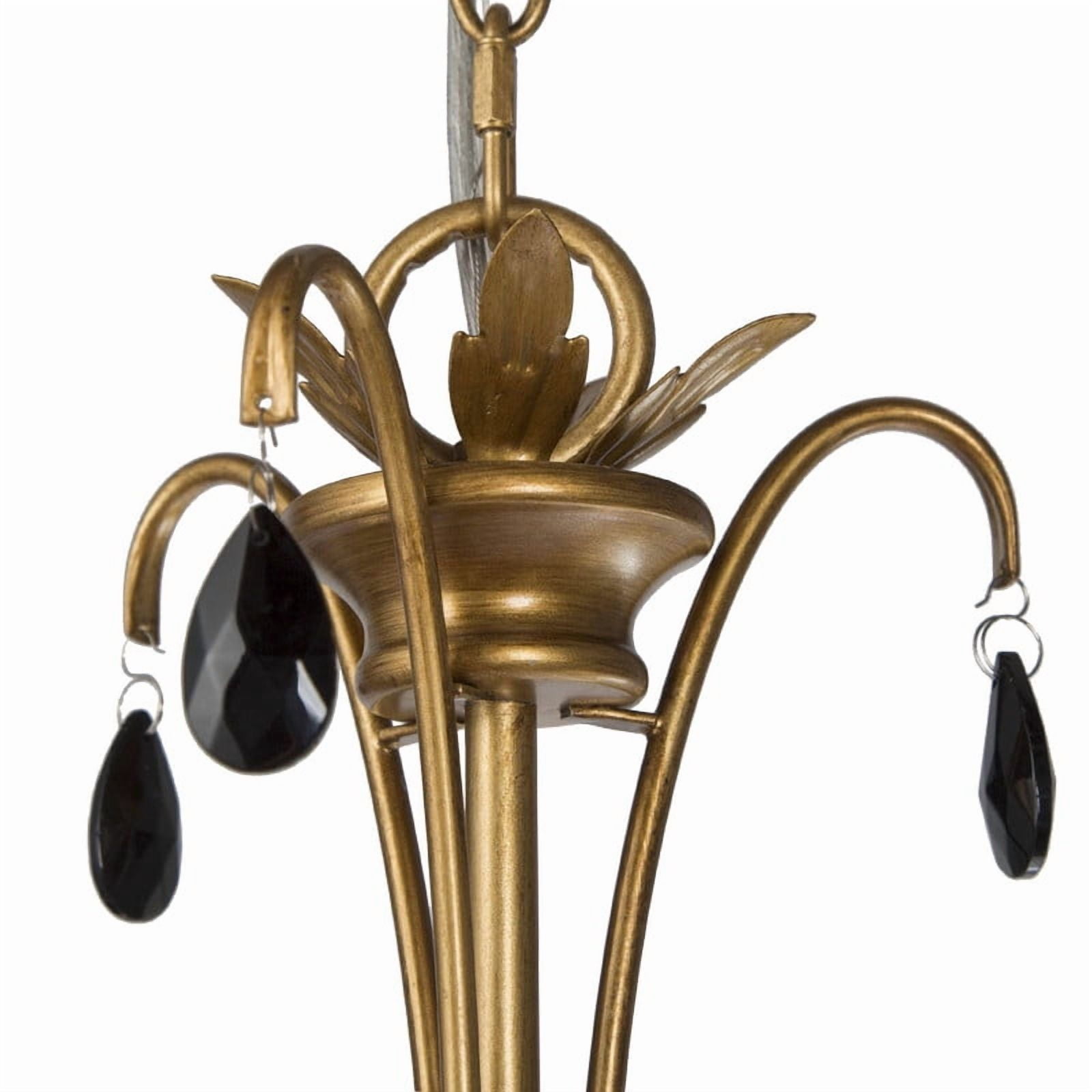 LNC Zirndorfer 6-Light Antique Brushed Gold Candle Chandelier with Black Crystal Accents