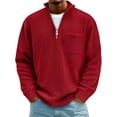 thumbnail image 6 of Mens Corduroy Quarter Zipper Sweater Pullovers Stand Collared Pullover Tops with Pocket for Work Everyday, 6 of 10