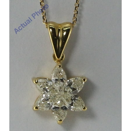 Marquise Cut Gemstones Diamond Setting 18k Yellow Gold Marquise Cut Invisible setting Diamond Flower Pendant (0.72 Ct, J-K Color, VS Clarity) ()
