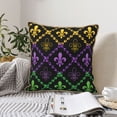 thumbnail image 6 of Kll Mardi Gra Geometric Decorative Throw Pillow Covers Velvet Soft For Couch Sofa Bedroom Living Room Outdoor -16"X16", 6 of 8