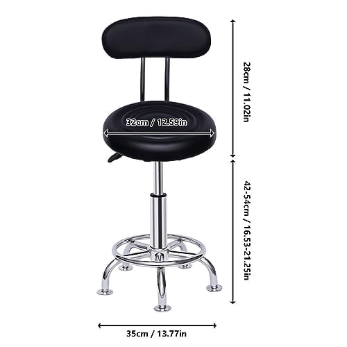Black Stool Adjustable Work Stool Chair Round Mechanics Shop Drafting Stools for Home Office Spa Shop Desk