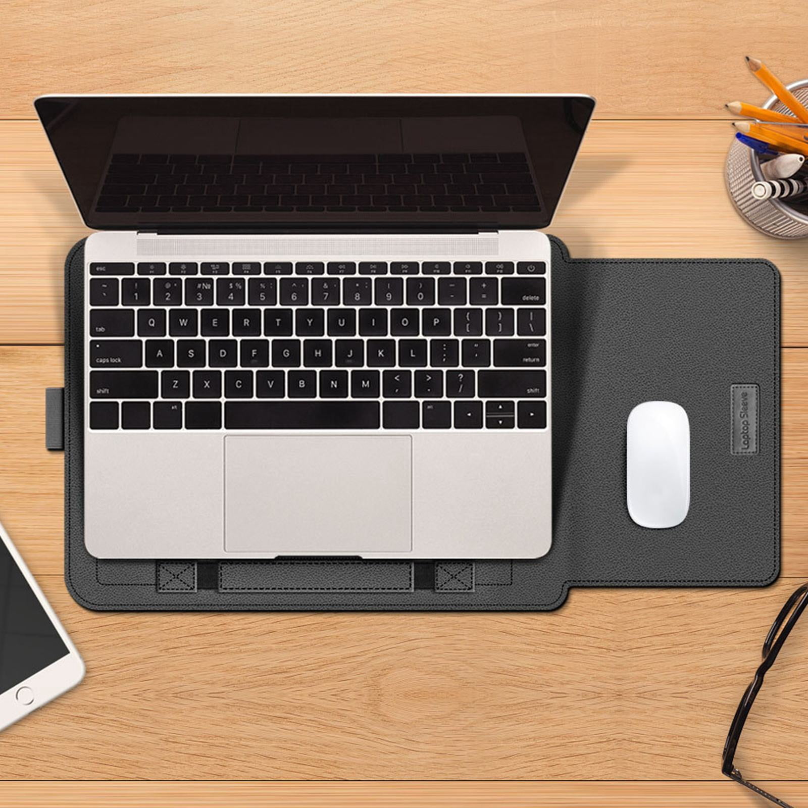 MERRYHAPY Black Laptop Sleeve with Stand, TPU Protective Case, Portable Cover for Travel and Everyday Use