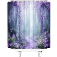 thumbnail image 3 of Purple Wisteria Flower Shower Curtain Forest Weeping Lilac Ivy Blurred Background Vine Fantasy Pansy Mauve Floral Jungle Garden Polyester Fabric Bathroom Curtain Sets Hooks-72"W x 72"L (Pack of 1), 3 of 7
