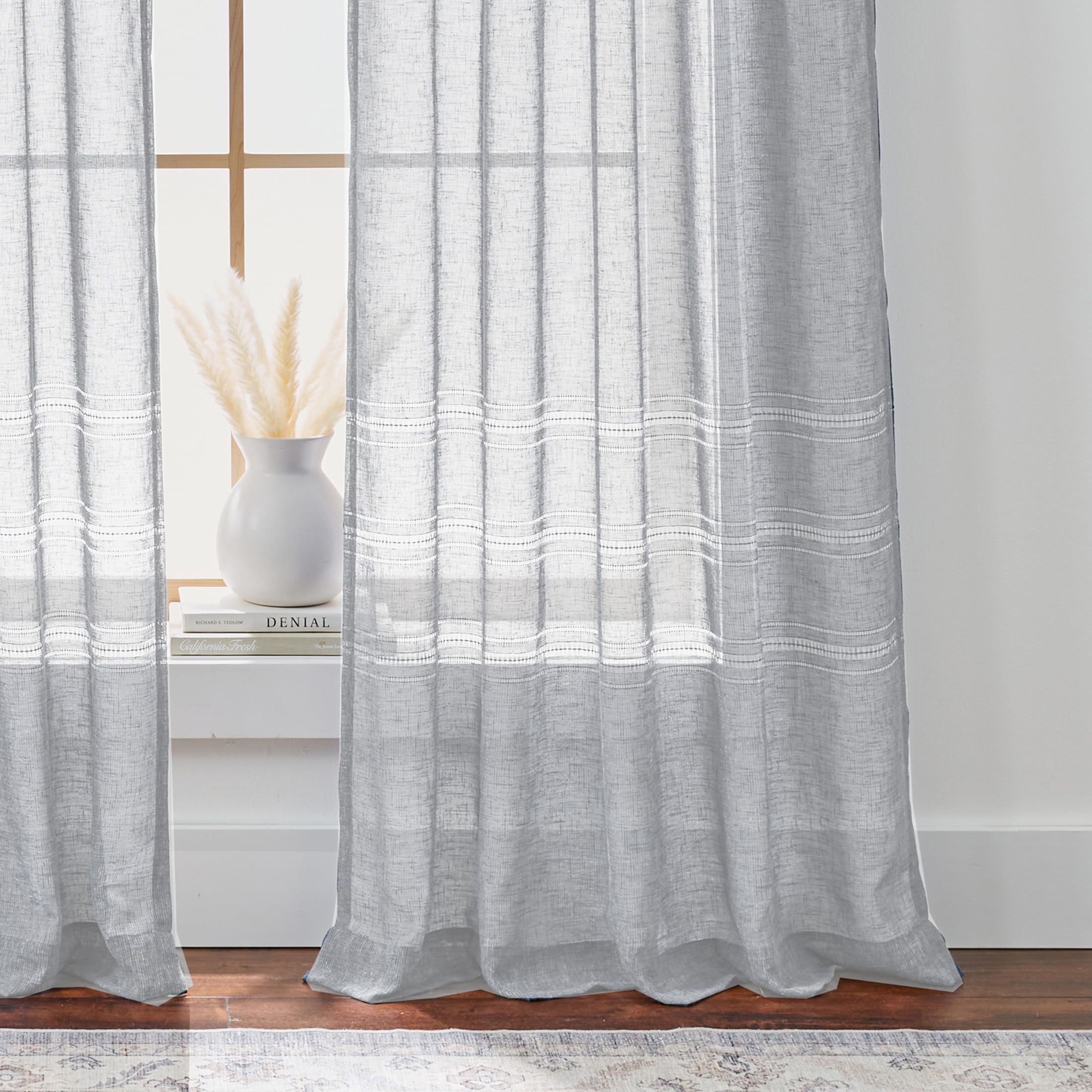 Better Homes & Gardens Specialty Stitch Single Curtain Panel, Soft Silver, 50" W x 108" L