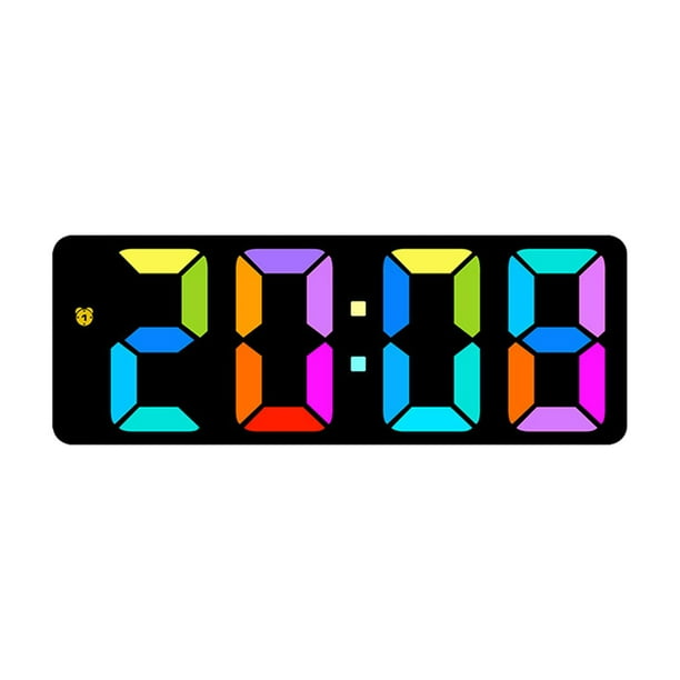 Reloj despertador digital con función de repetición y silenciador, brillo ajustable 12/24 h Negro