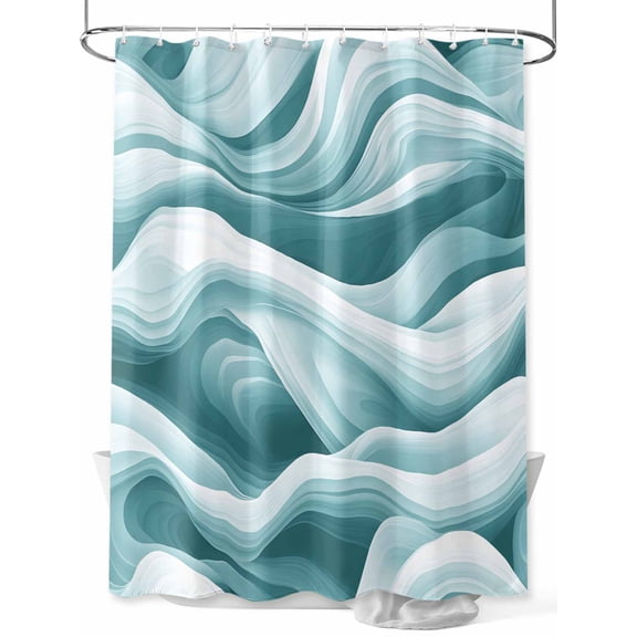 Abstract Shower Curtain Set ，Waterproof Fabric Shower Curtains Teal Green Ocean Waves Texture Modern Shower Curtains for Bathroom,Bathroom Decor 72"x72"