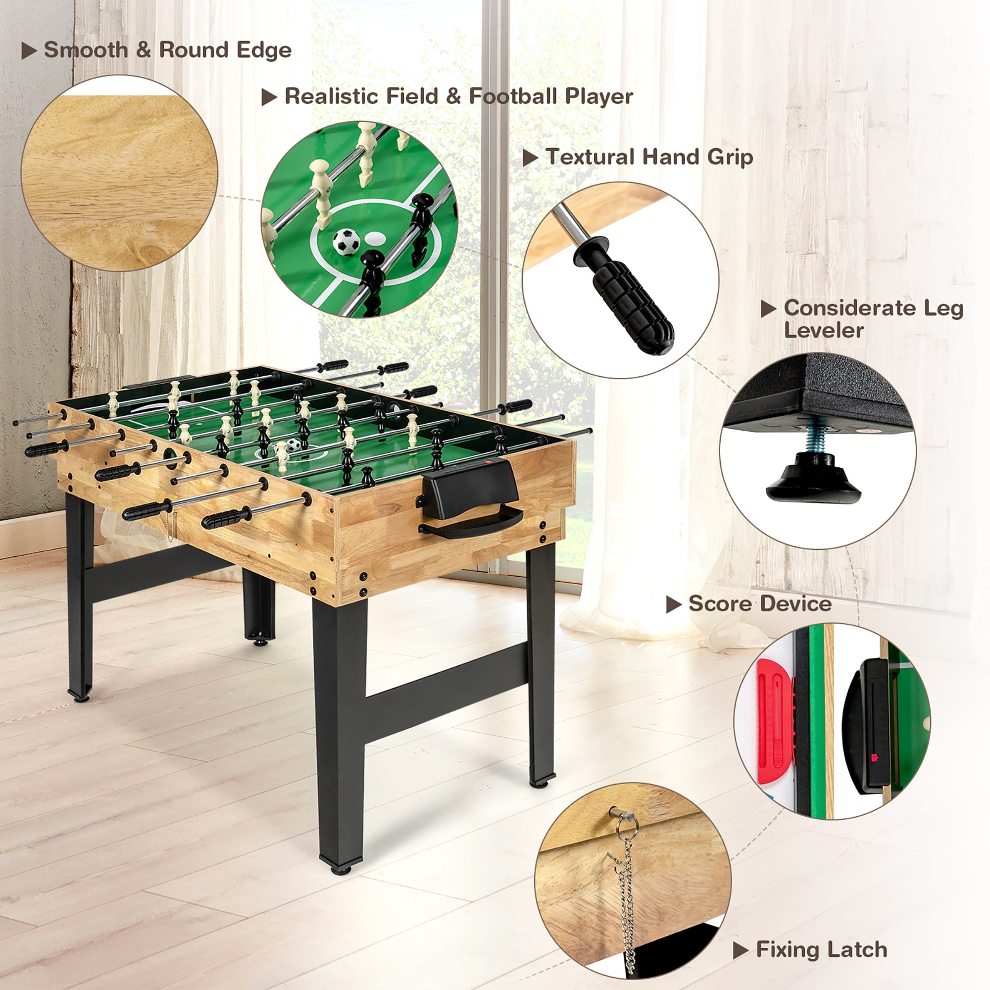 4-in-1 Multi Game Table with Pool Billiards - Costway