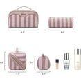 thumbnail image 3 of Large Cosmetic Bag Set of 3 - PU Leather Travel Makeup Bag with Compartments, Waterproof &, 3 of 8