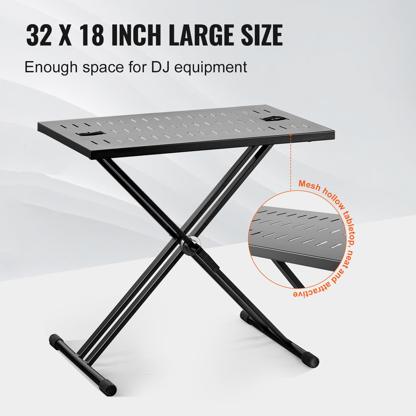 KFFKFF DJ Booth, 32" x 20" Compact DJ and Laptop Stand, Portable and Adjustable Height Music Station, Foldable Double-X Keyboard Support & Surface, Ideal for Audio Mixing