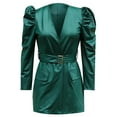 thumbnail image 4 of HJYCHN Women's Casual Dresses Bodycon Dress with Imitation Collar Puff Sleeves and Detachable Waist Belt for Evening Event Party Dresses for Women Green M, 4 of 5