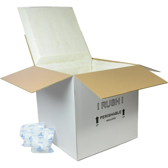 SF14A Insulated Shipping Cooler, 14" x 14" x 14" (Inside 11" x 11" x 11") with 2 Ice Packs