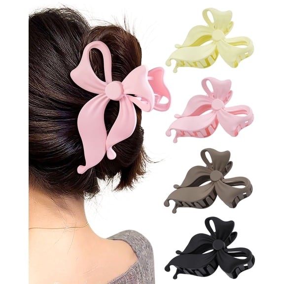 AWAYTR Bow Claw Clip, Black, 4 (4 Pack)