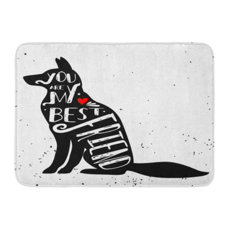 GODPOK Hipster Typographic with Dog Silhouette and Phrase You are My Best Friend Inspirational Lettering Rug Doormat Bath Mat 23.6x15.7