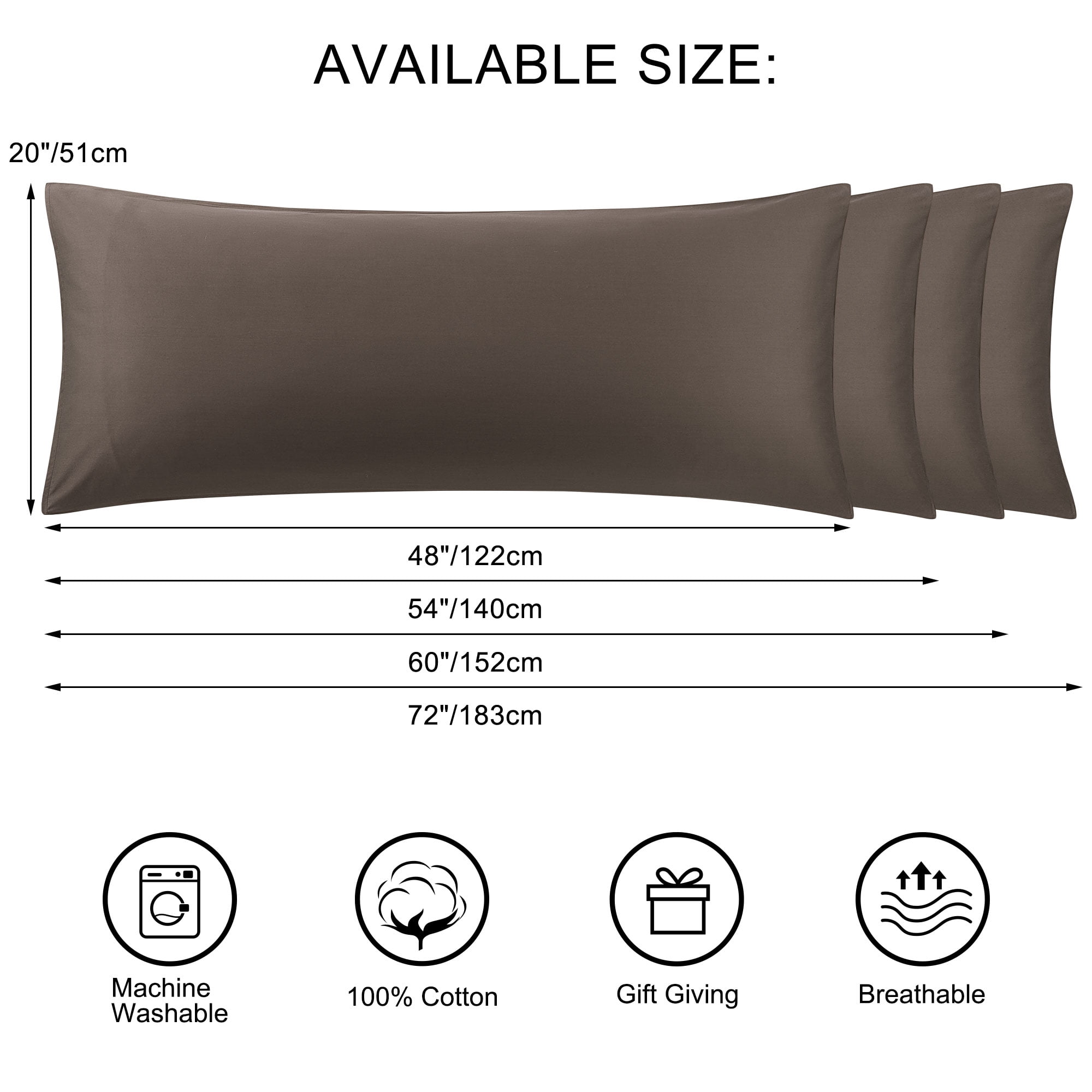Unique Bargains Cotton Body Pillowcase Breathable Envelope Beaver 20"x72"