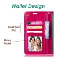 thumbnail image 3 of For Samsung Galaxy S22 Ultra Luxury Leather Wallet Case with Credit Card Holder Storage Lanyard Kickstand Magnetic Flip Phone Case Cover by Xpression [Hot Pink], 3 of 9