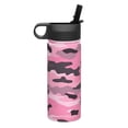 thumbnail image 2 of 18oz Thermal Space Pot With Straw Stainless Steel Thermos Cup Double Insulation For Outdoor Sports Commuting Camping Texture Military Camouflage Pattern Abstract Pink_1, 2 of 8