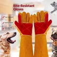 thumbnail image 2 of HOMEIORA 1 Pair Animal Handing Gloves Bite Proof, Leather Welding Gloves, Gardening Gloves, Multipurpose Puncture Proof Glove for Dog, Cat, Reptile, Welding, Grilling, BBQ & Fireplace, S, 2 of 8
