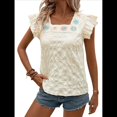 thumbnail image 1 of Blusa de Verano con Bordado Floral y Mangas Acampanadas para Mujer, con Cuello Cuadrado y Textura. Lago Verde XL, 1 of 8