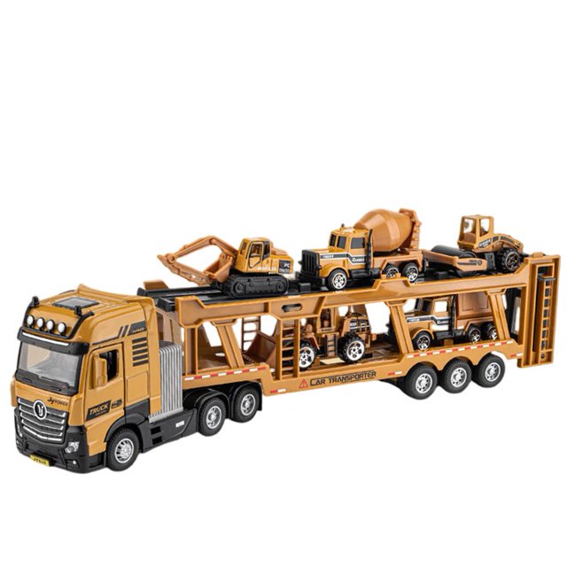 Vehículos de transporte de construcción de ingeniería fundida a presión, juguetes de camiones, modelo de camión de aleación a escala 1:50, adornos con luz de sonido para niños