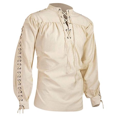 Cakiesky Men s Long-Sleeve Button Front Shirt Quick-Dry Everyday Tees Beige 3XL