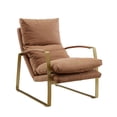 thumbnail image 6 of Art Leon Mid Century Genuine Leather Lounge Chair Metal Frame Cognac, 6 of 6
