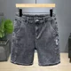 thumbnail image 3 of Pantalones cortos de mezclilla para hombre, bermuda corta con bolsillos, pantalones vaqueros cortos para hombre, tendencia larga rota 2024, moda Harajuku Y2k azul desgastada, 3 of 5