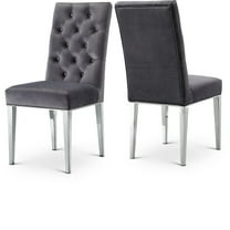 Meridian Furniture Juno 19.5"H Velvet Dining Chair in Gray (Set of 2)