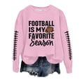 thumbnail image 1 of WEAIXIMIUNG Chandail en Molleton pour Femmes Zip Up Manches Longues Col Rond Chandails en Molleton Décontractés Imprimé Graphique de Football Pull Léger Blouse Top, 1 of 4